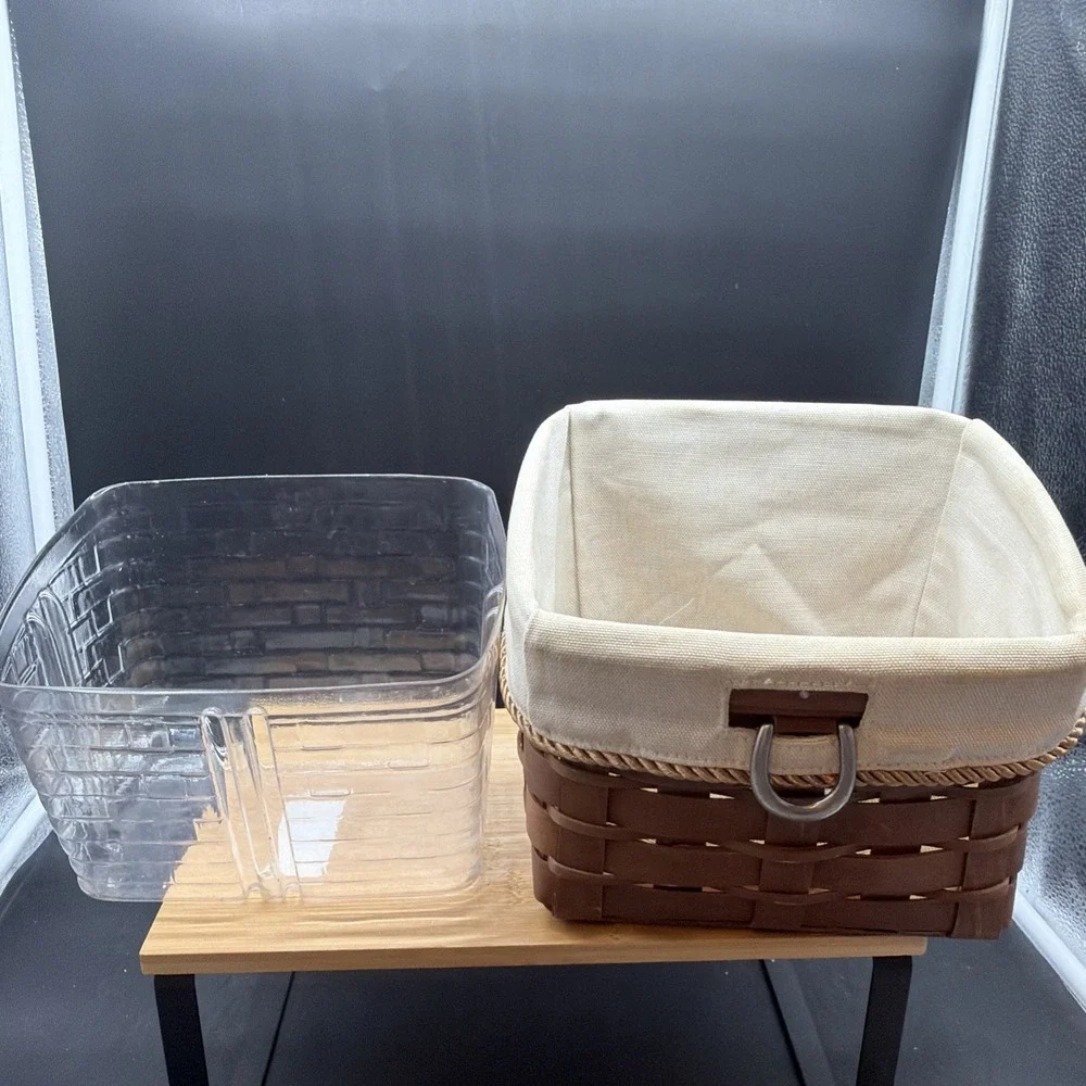 Longaberger 2010 Dark Stain Sort & Store Medium Bin Basket Liner Protector
